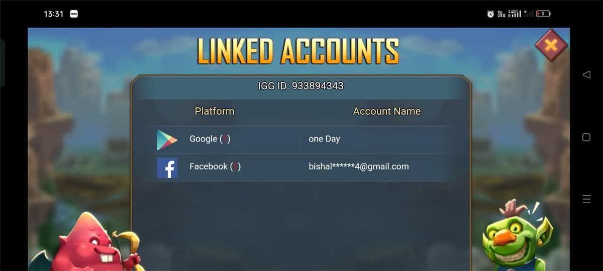 Game account sale Lords Mobile