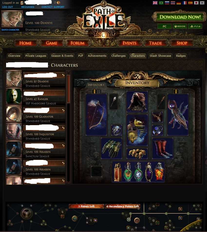 Game account sale Path of Exile