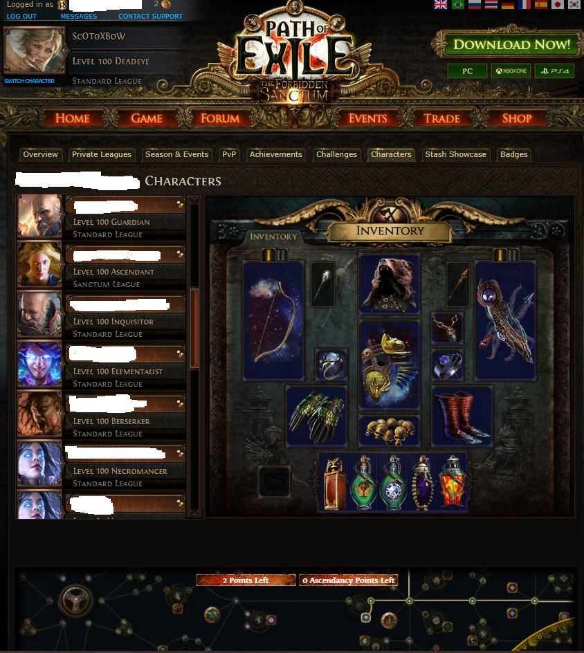 Game account sale Path of Exile