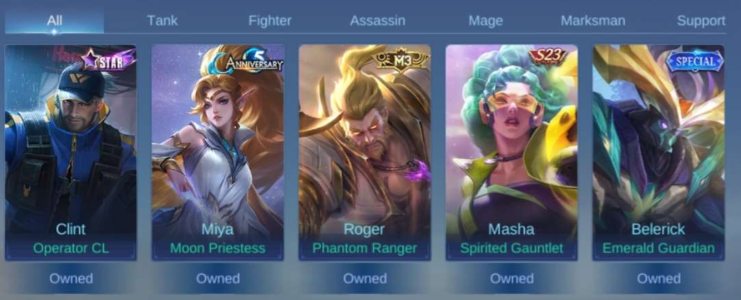 Game account sale Mobile Legends