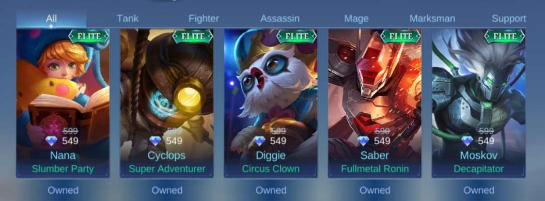 Game account sale Mobile Legends