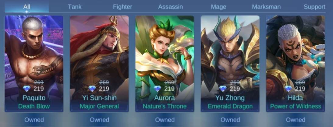 Game account sale Mobile Legends