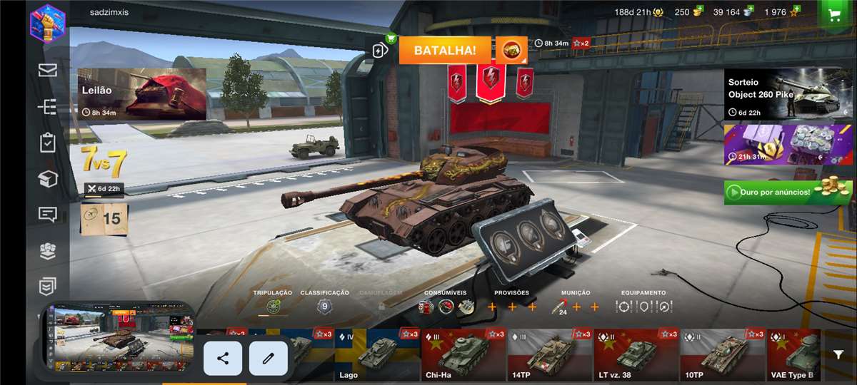 Venda de conta de jogo World of Tanks Blitz