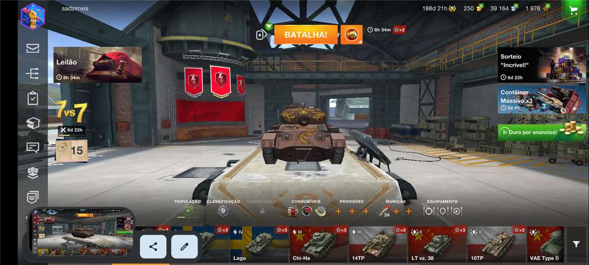 Venda de conta de jogo World of Tanks Blitz