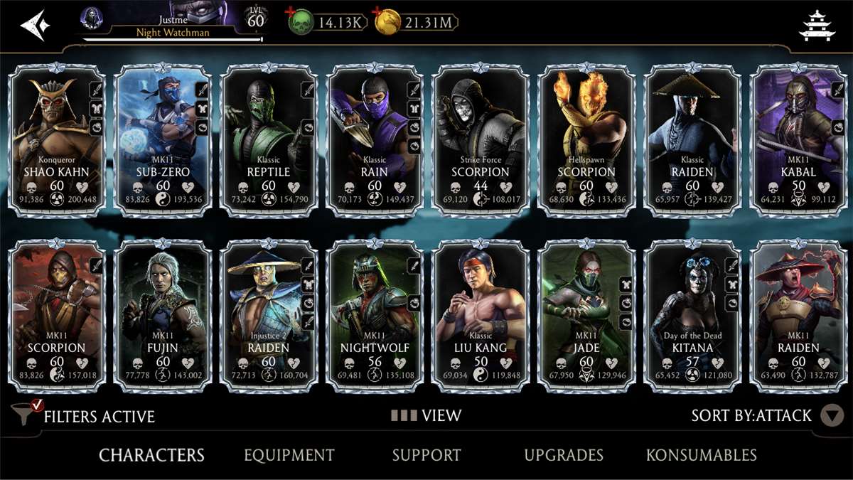 Game account sale Mortal Kombat X Mobile