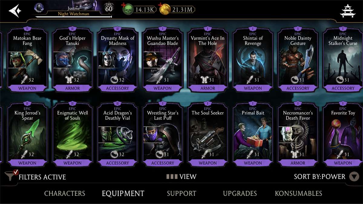 Game account sale Mortal Kombat X Mobile