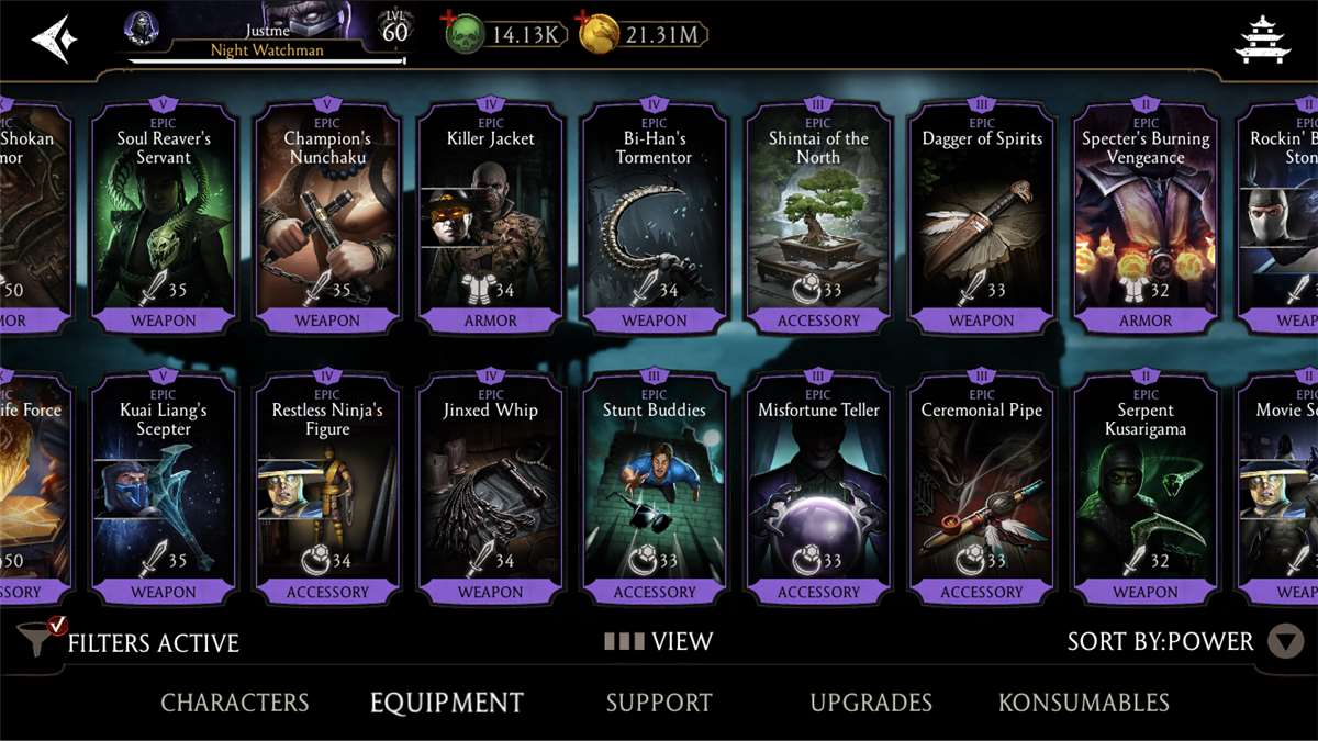 Game account sale Mortal Kombat X Mobile