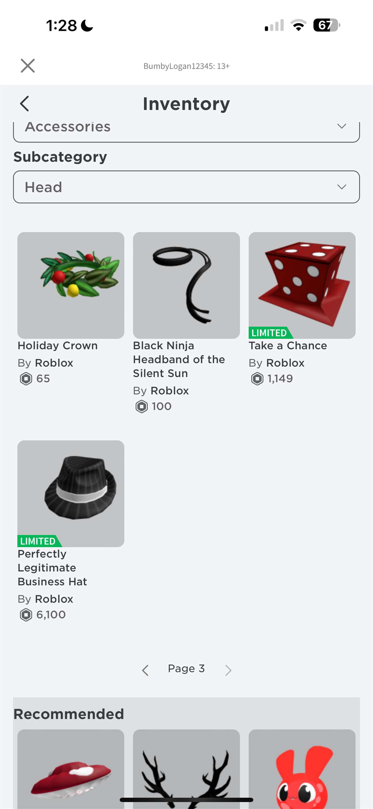 Game account sale Roblox