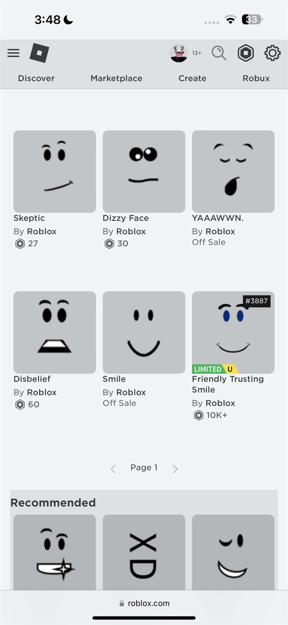 Game account sale Roblox