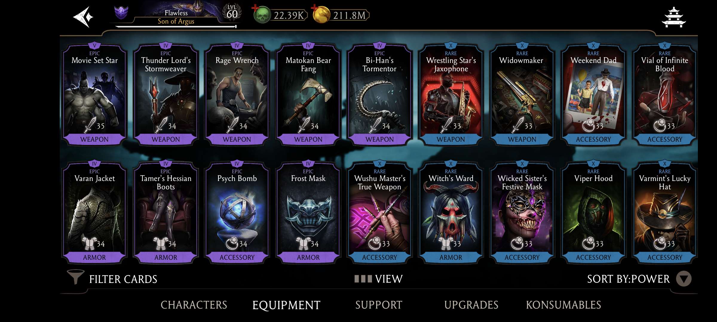 Game account sale Mortal Kombat X Mobile