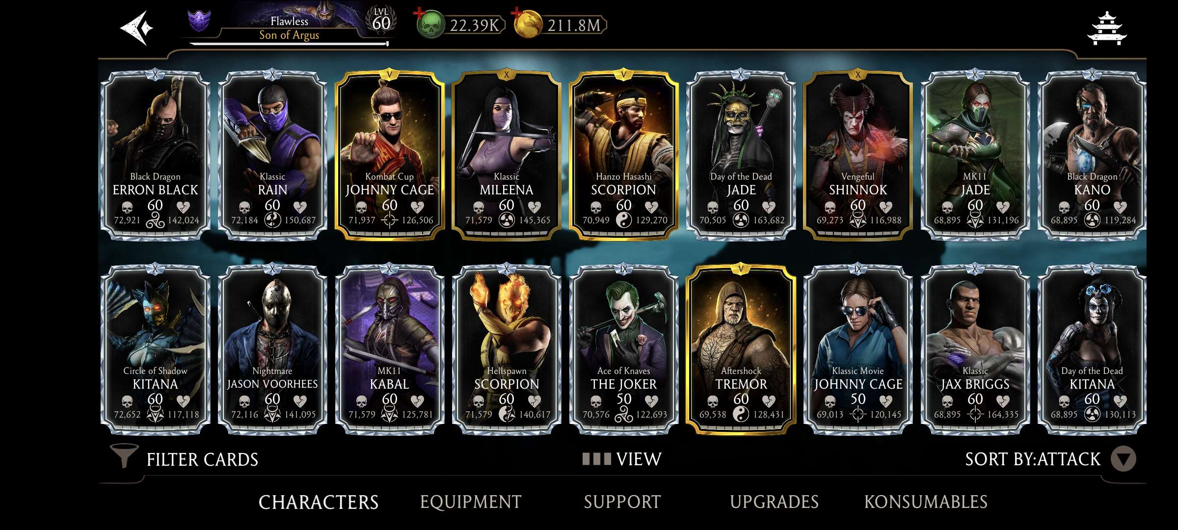 Game account sale Mortal Kombat X Mobile