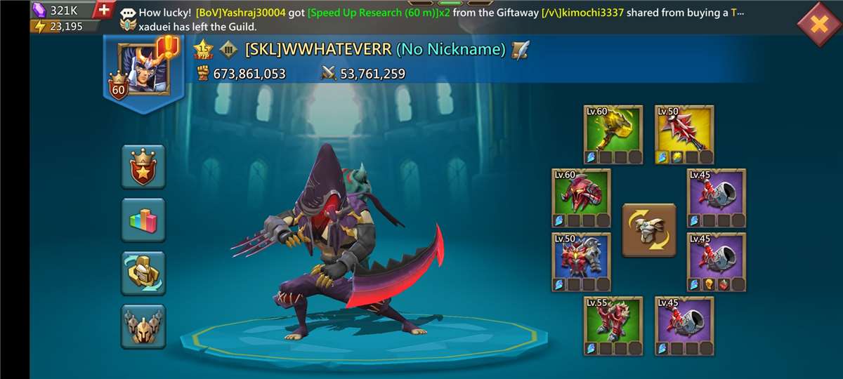 Game account sale Lords Mobile