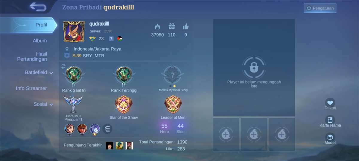 Penjualan akun permainan Mobile Legends