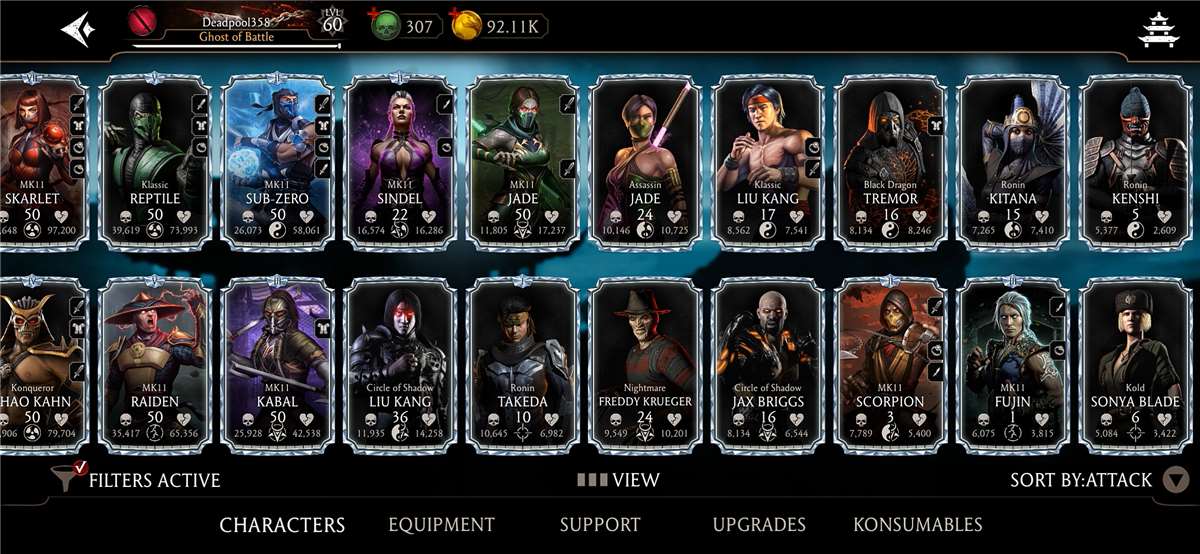 Game account sale Mortal Kombat X Mobile