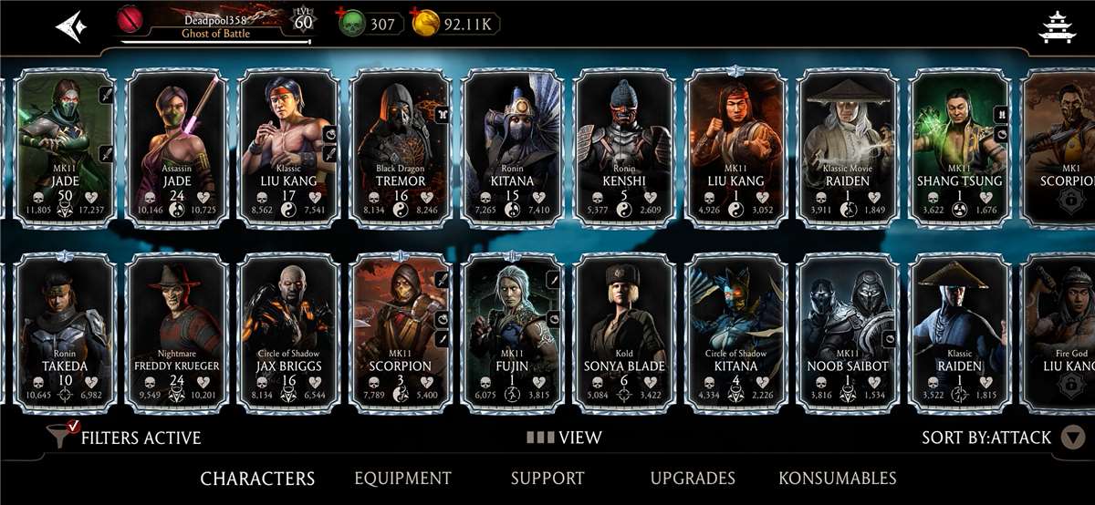 Game account sale Mortal Kombat X Mobile