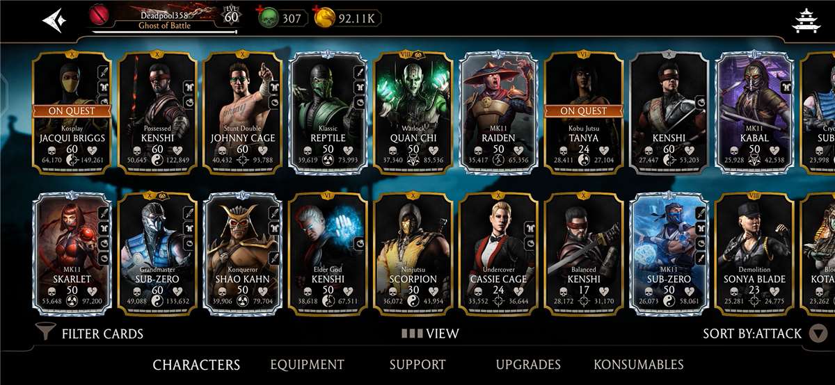 Game account sale Mortal Kombat X Mobile