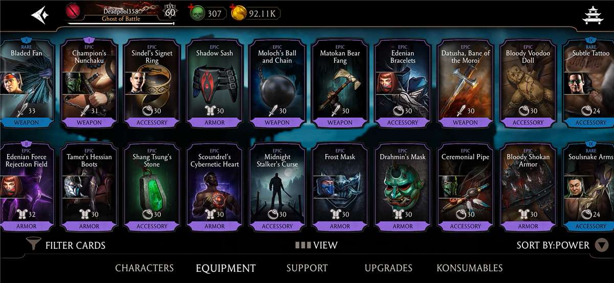 Game account sale Mortal Kombat X Mobile