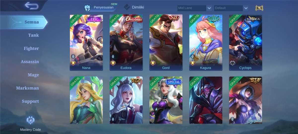 Game account sale Mobile Legends