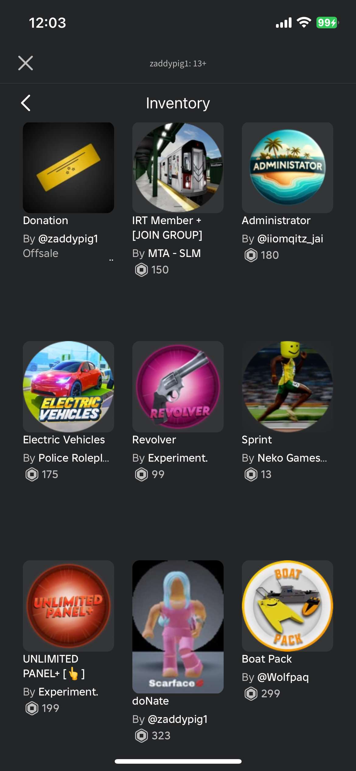 Game account sale Roblox