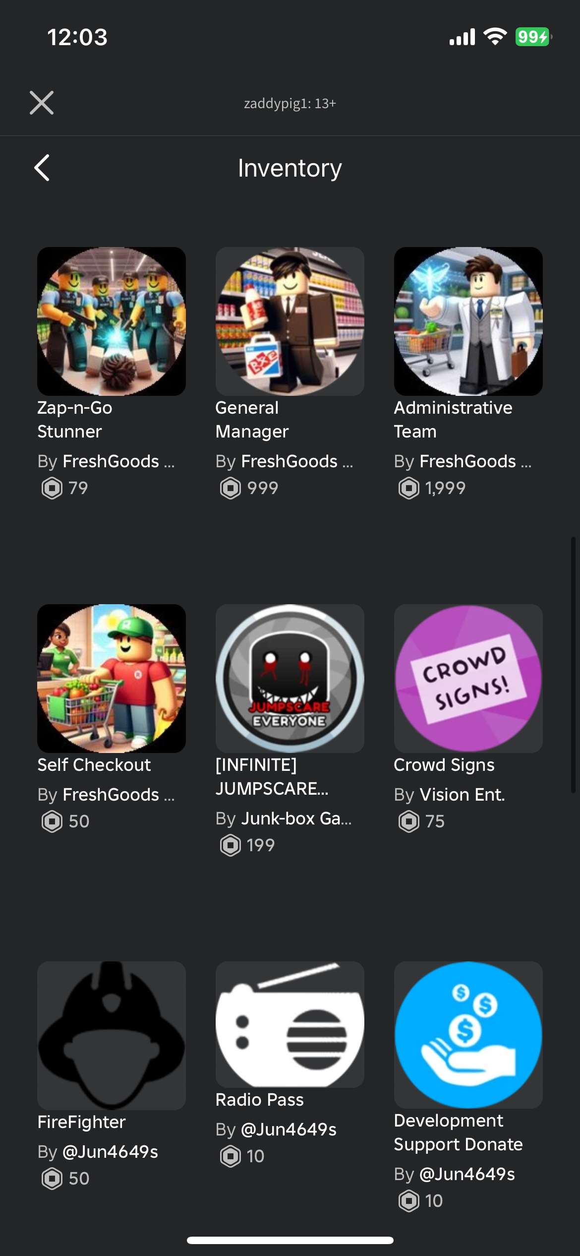 Game account sale Roblox