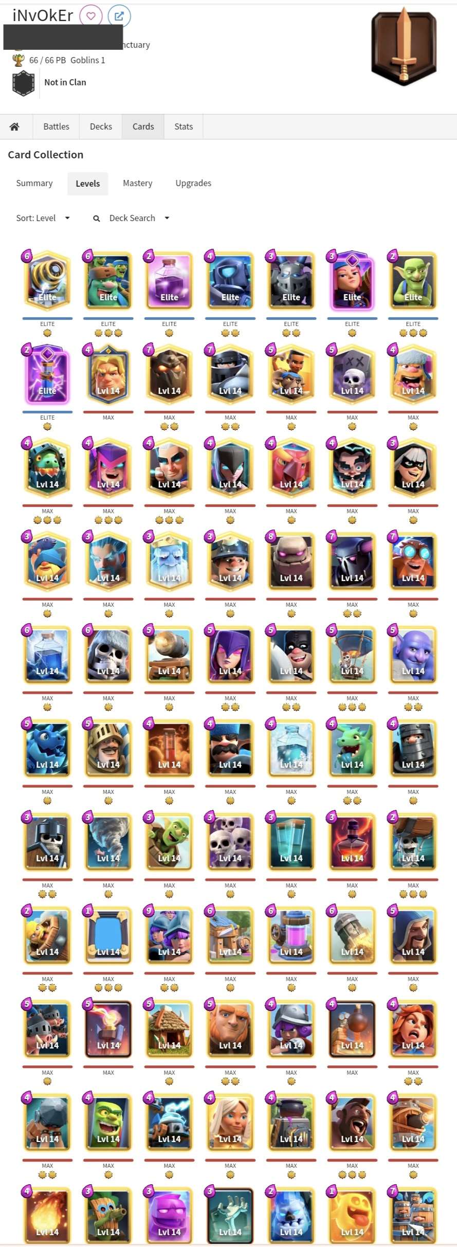 Game account sale Clash Royale