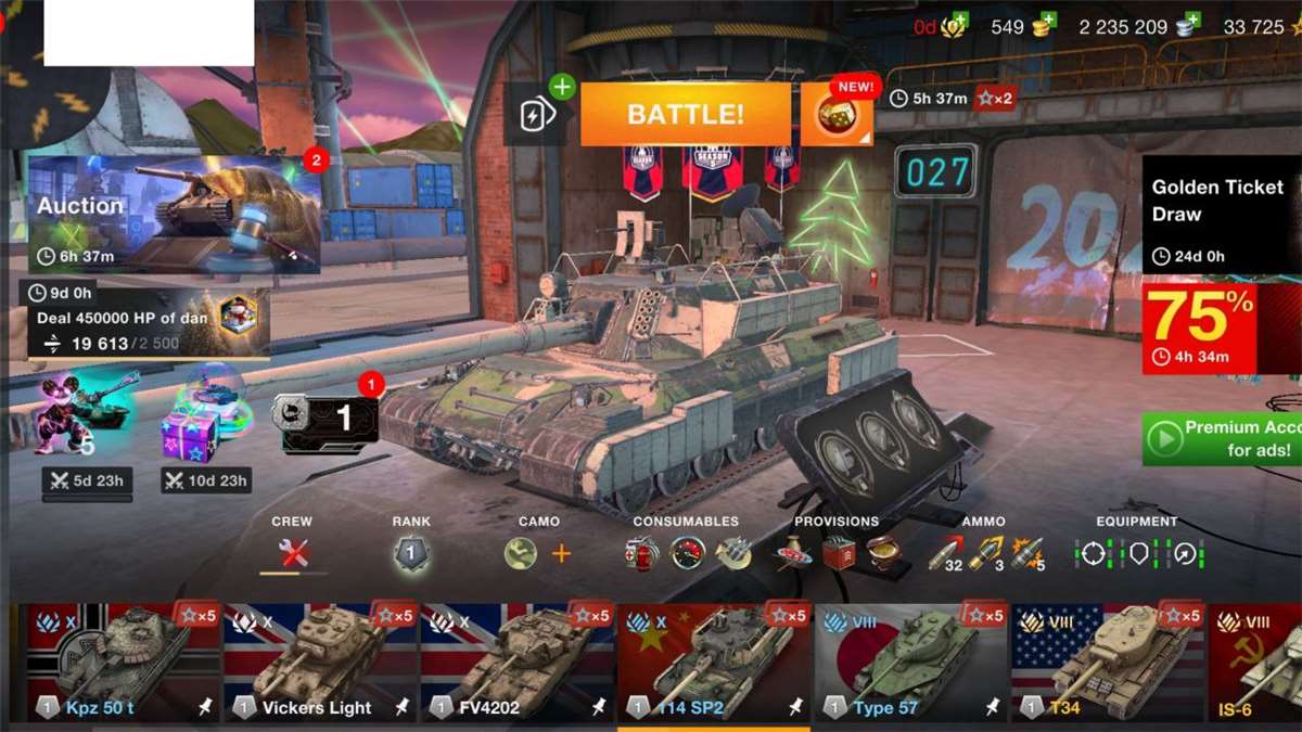 Penjualan akun permainan World of Tanks Blitz