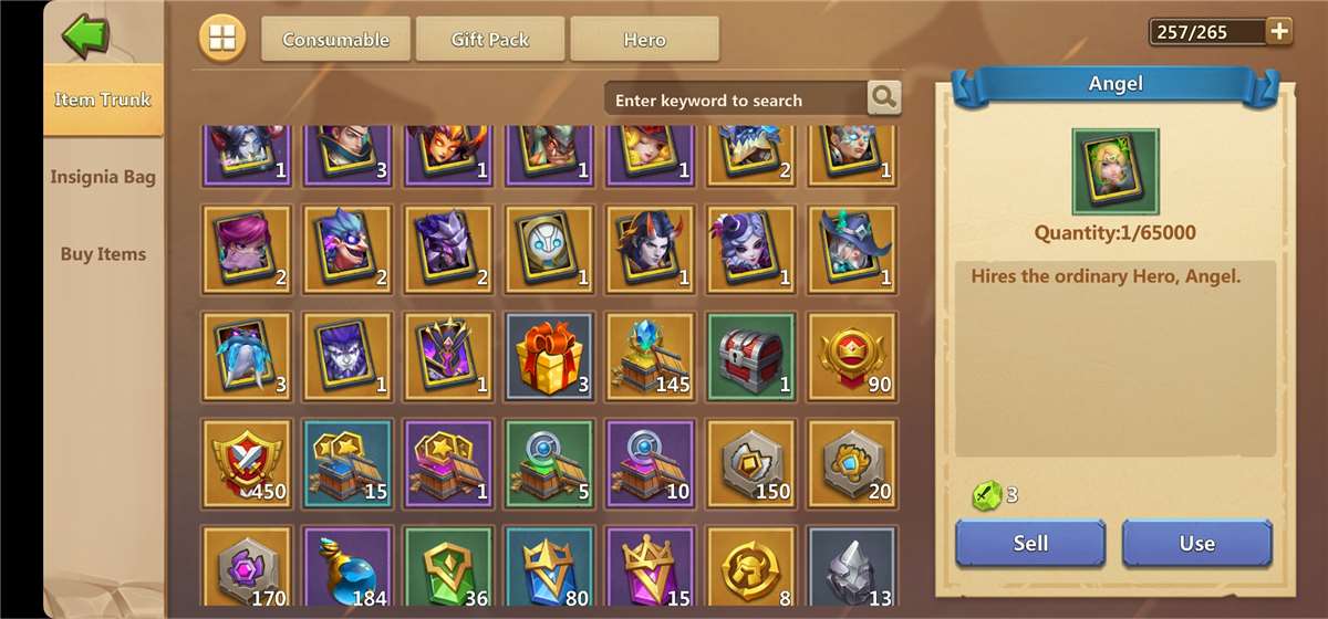 Game account sale Castle Clash