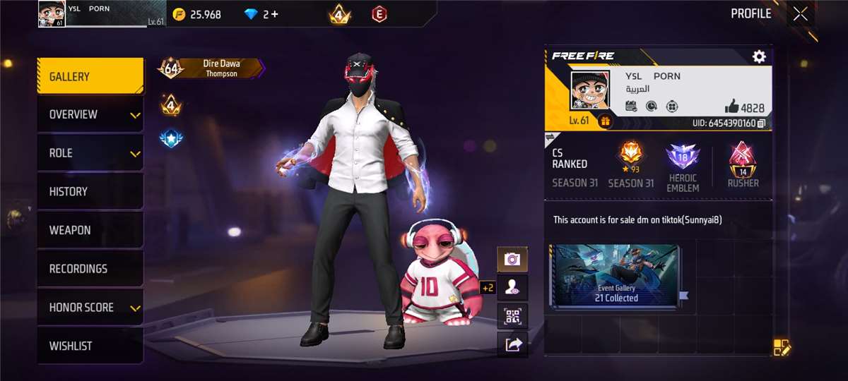 Game account sale Free Fire Game account sale Free Fire