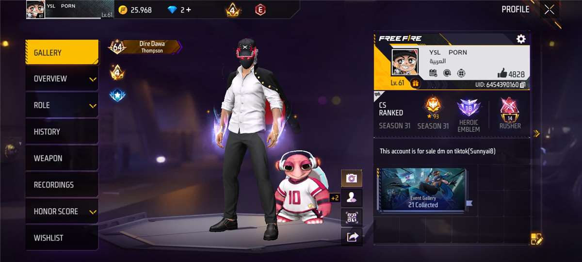 Game account sale Free Fire Game account sale Free Fire