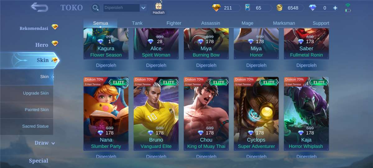 Penjualan akun permainan Mobile Legends Penjualan akun permainan Mobile Legends