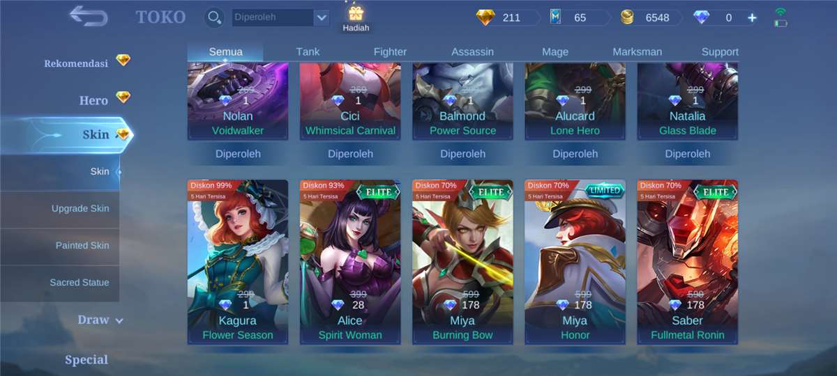 Penjualan akun permainan Mobile Legends Penjualan akun permainan Mobile Legends