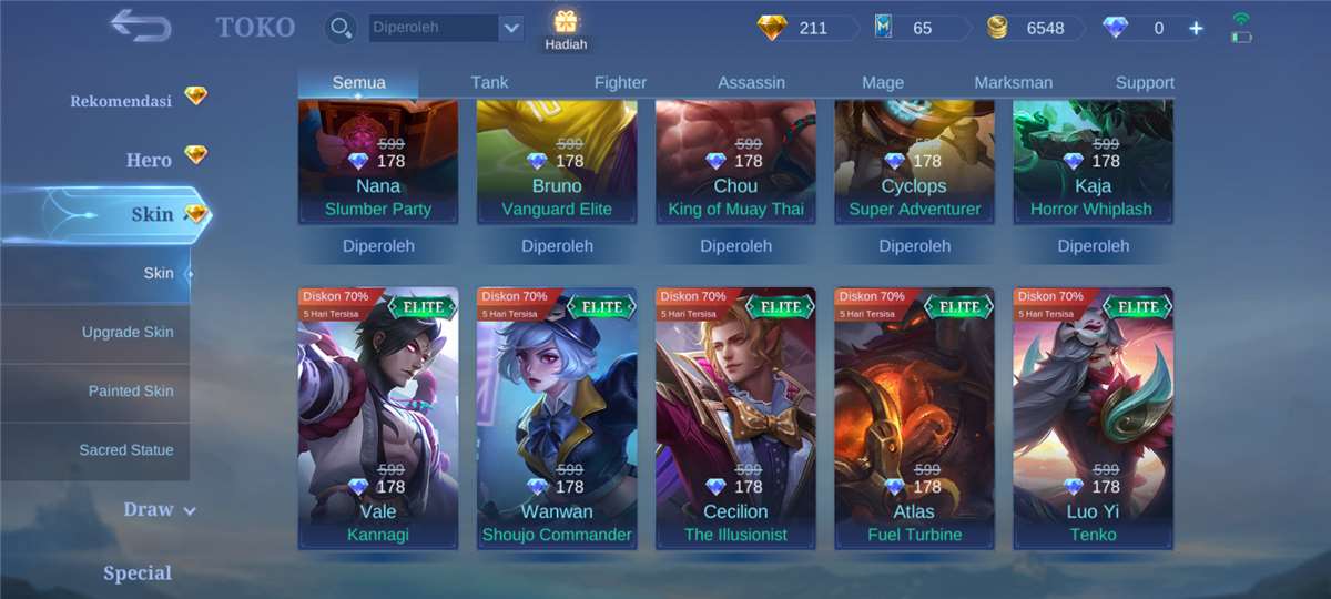 Penjualan akun permainan Mobile Legends Penjualan akun permainan Mobile Legends