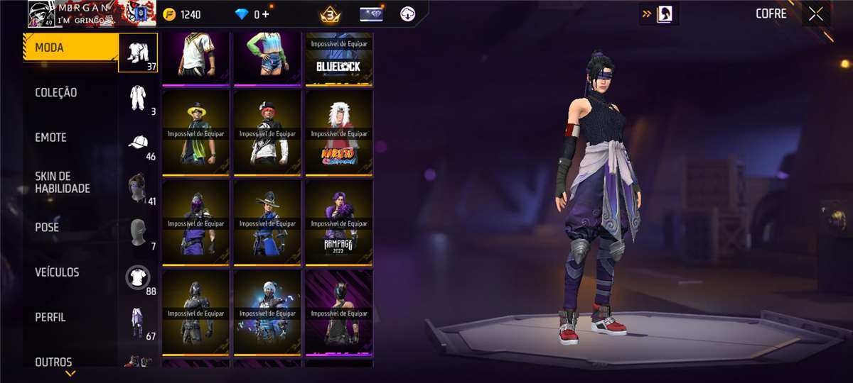 Venda de conta de jogo Free Fire