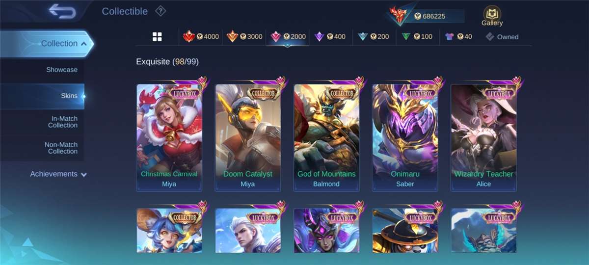 Game account sale Mobile Legends