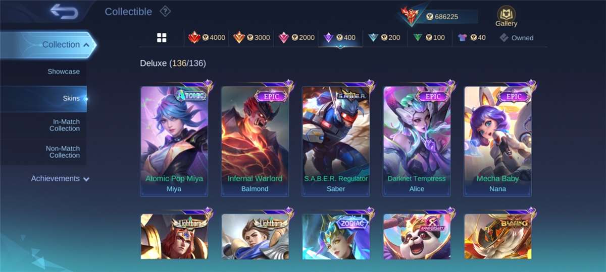 Game account sale Mobile Legends