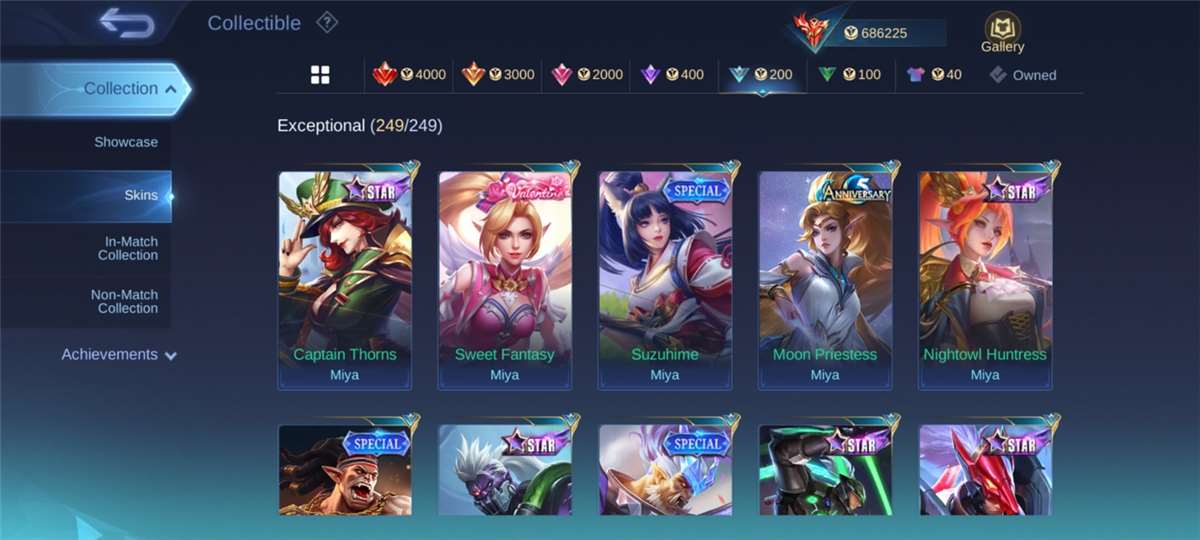 Game account sale Mobile Legends