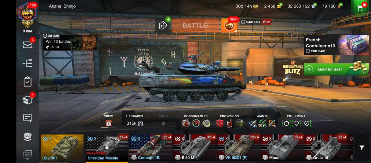 Game account sale World of Tanks Blitz