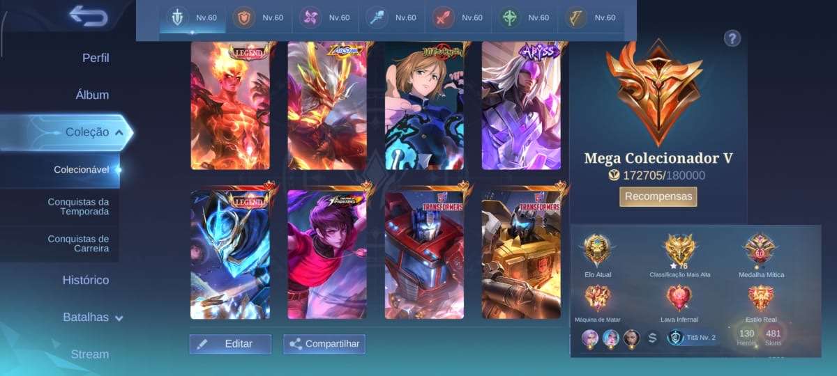 Venda de conta de jogo Mobile Legends