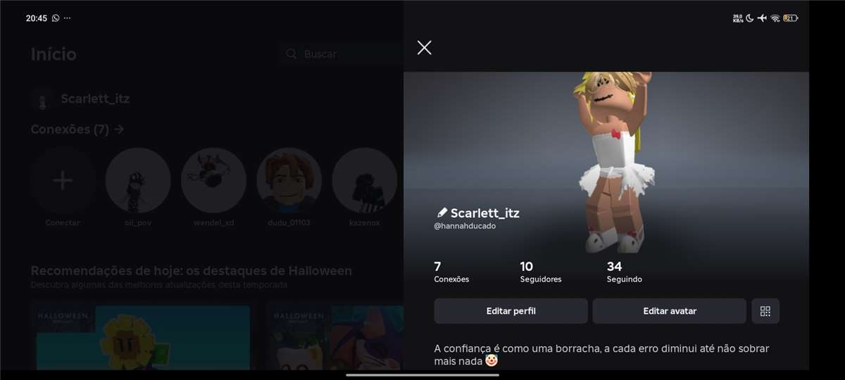 Venda de conta de jogo Roblox