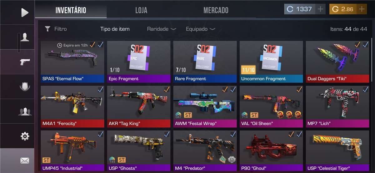 Venda de conta de jogo Standoff 2