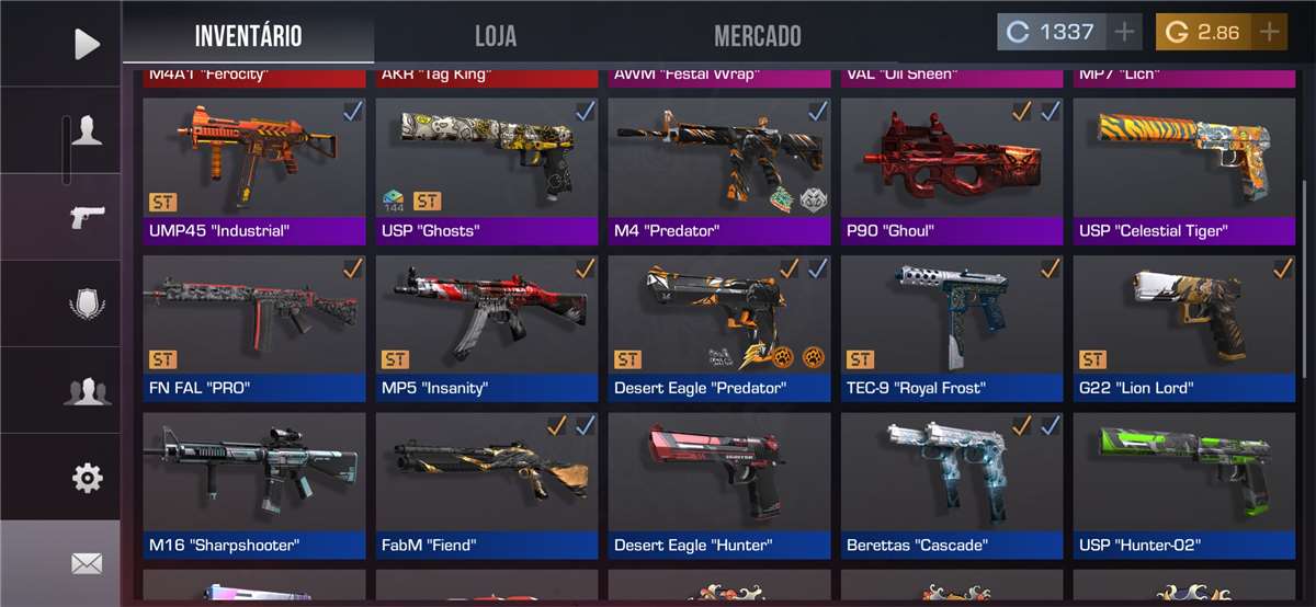 Venda de conta de jogo Standoff 2