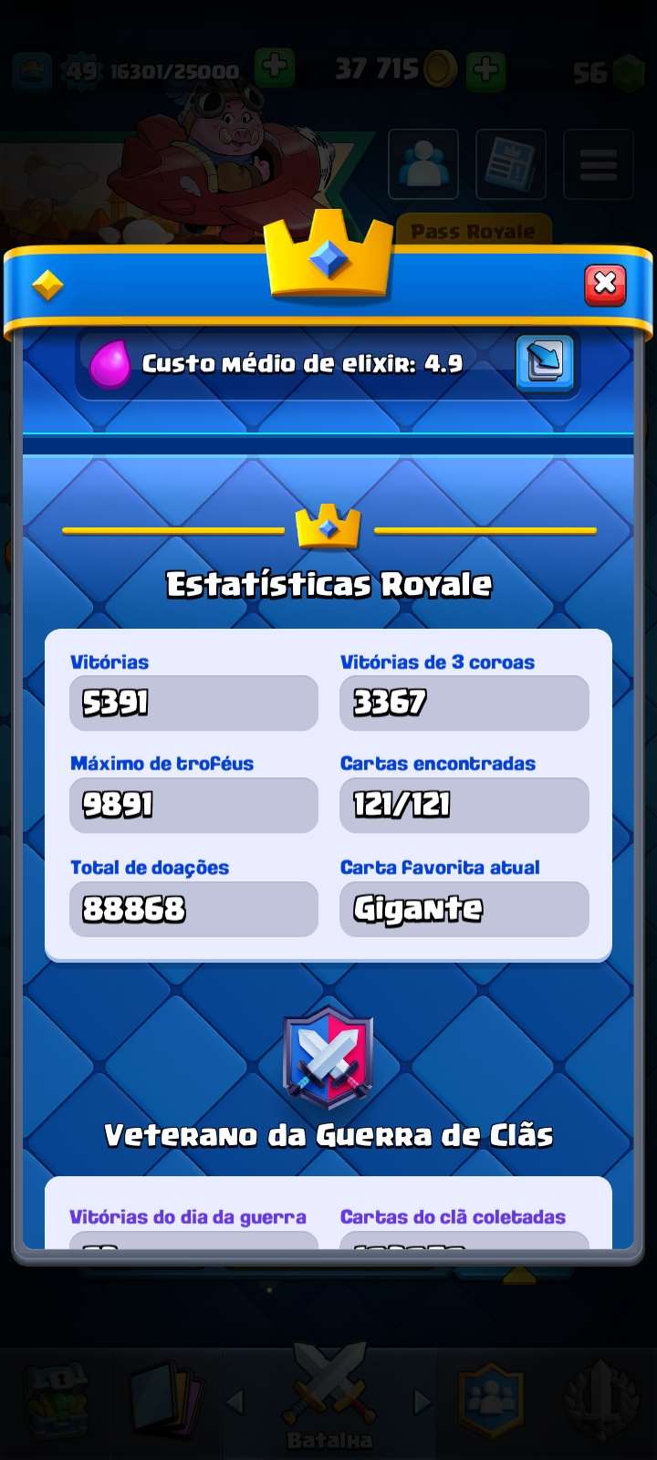Venda de conta de jogo Clash Royale