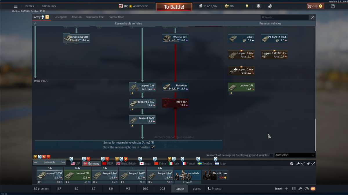 Game account sale War Thunder