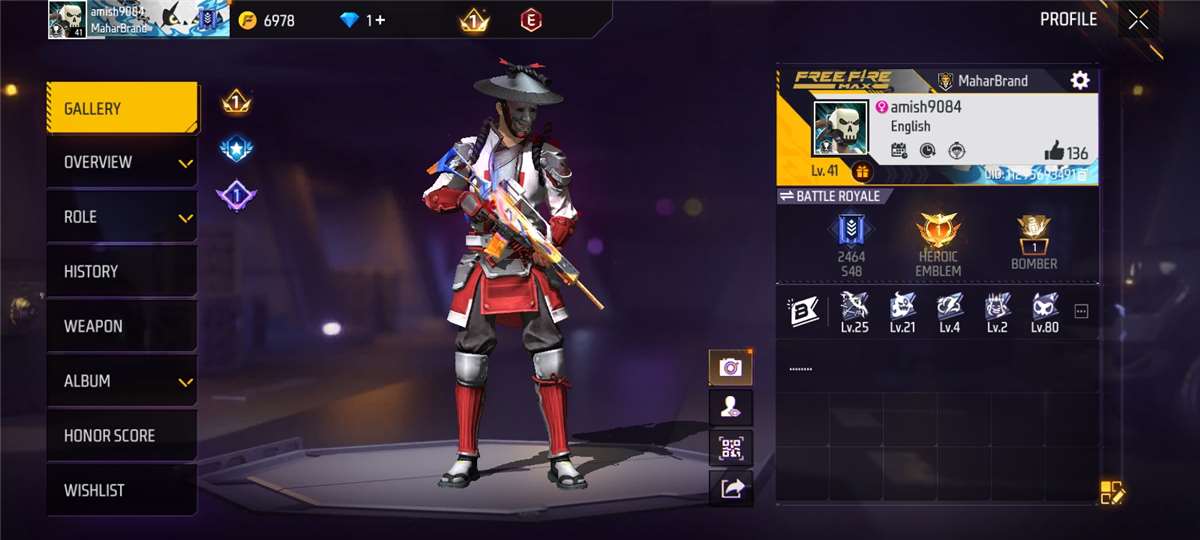 Game account sale Free Fire