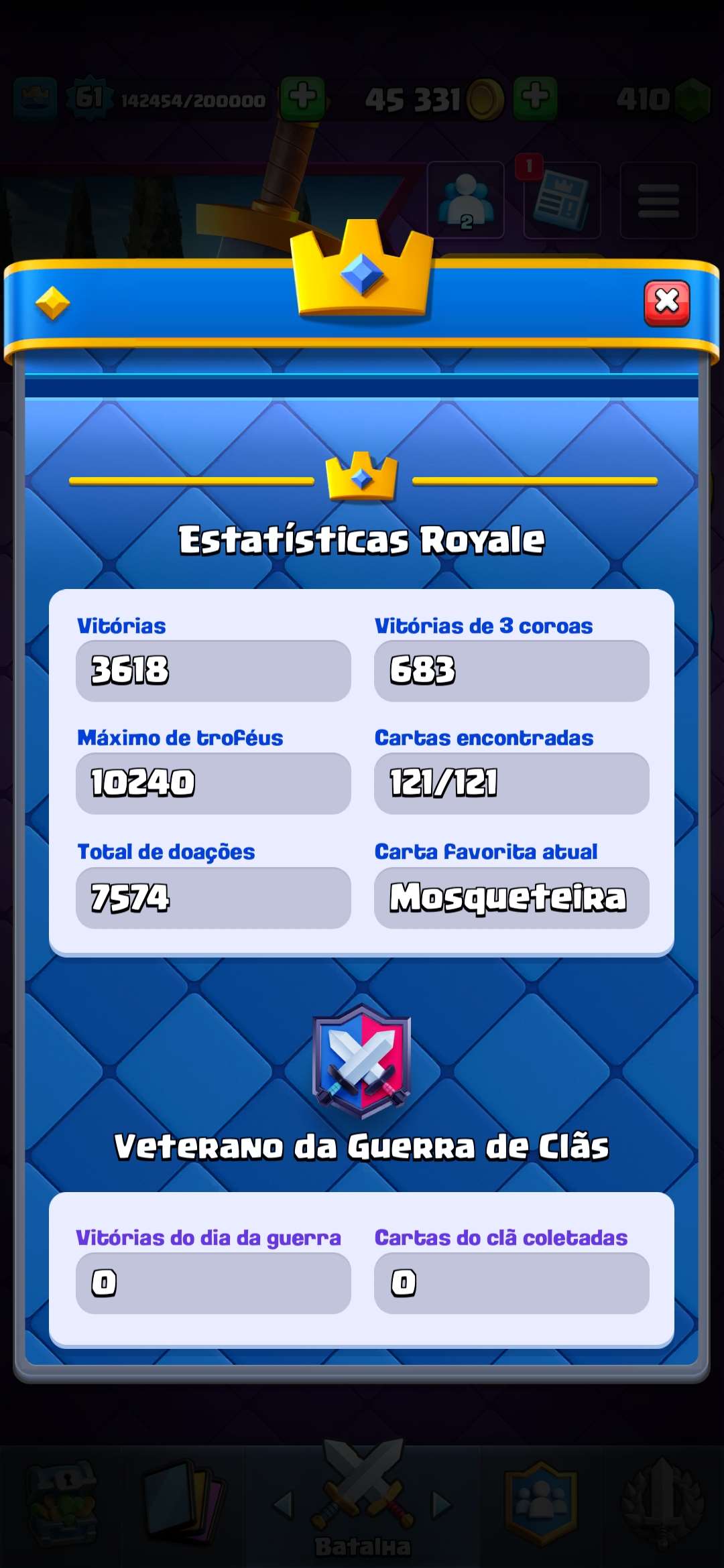 Venda de conta de jogo Clash Royale