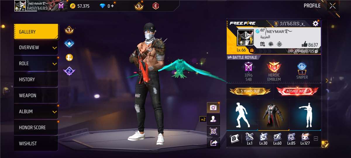 Game account sale Free Fire