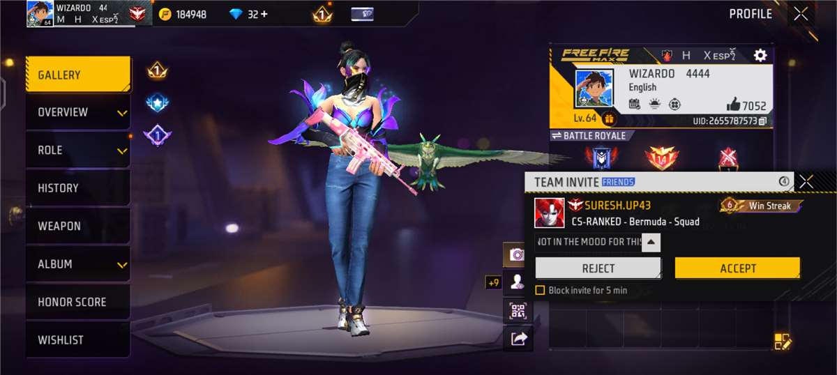 Game account sale Free Fire