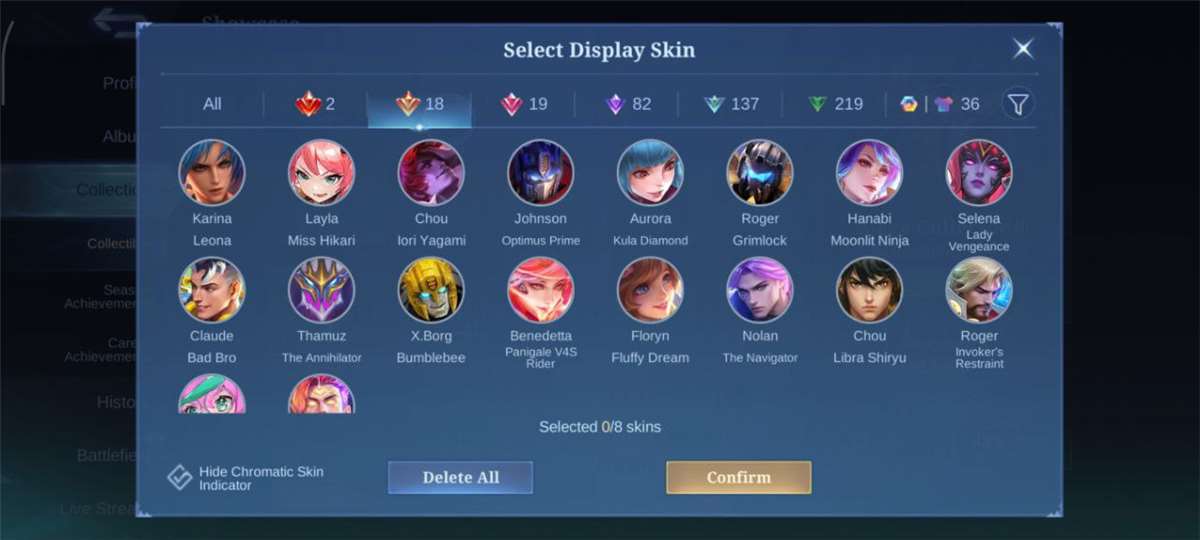 Game account sale Mobile Legends