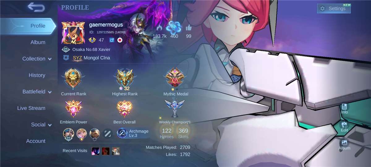 Game account sale Mobile Legends