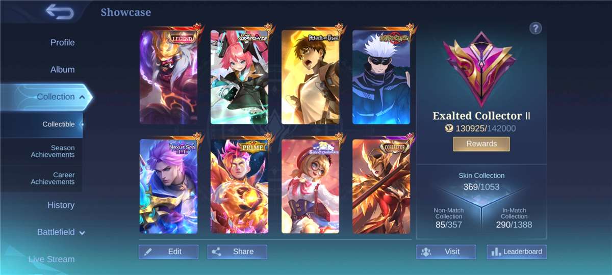 Game account sale Mobile Legends